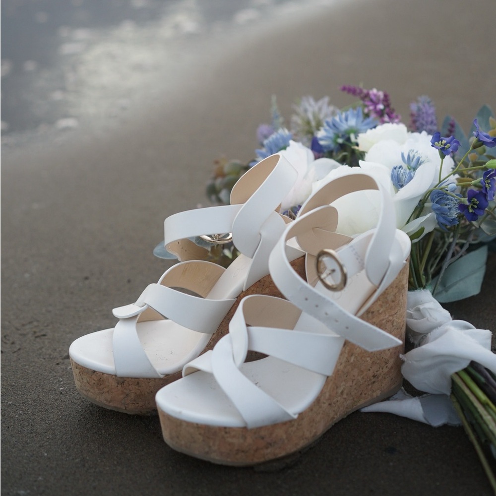 Jimmy Choo White Wedge Sandals EU Size 36